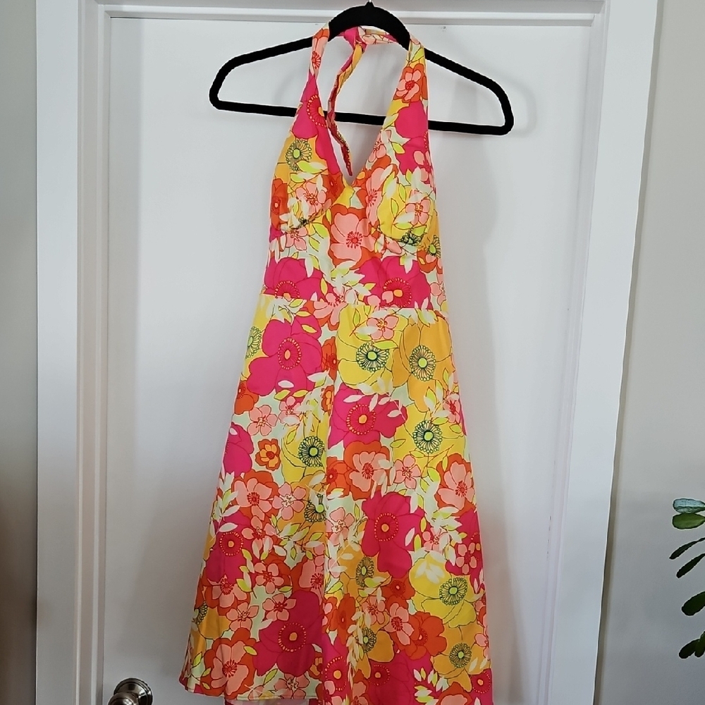 Y2K NEVER WORN MADISON LEIGH FLORAL HALTER DRESS